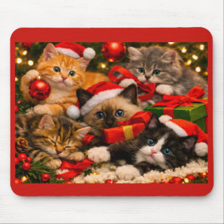Aardige speelse kerstkatten muismat