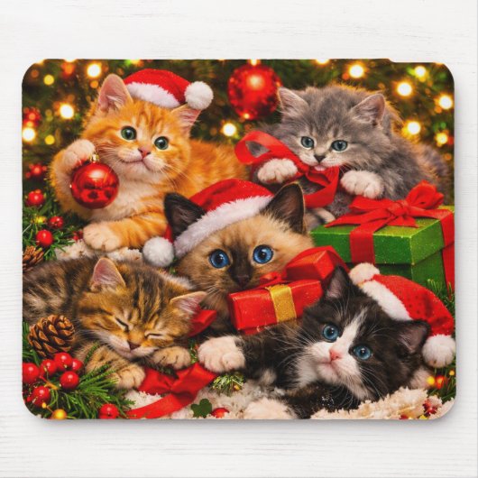Aardige speelse kerstkatten muismat (Voorkant)