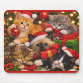 Aardige speelse kerstkatten muismat