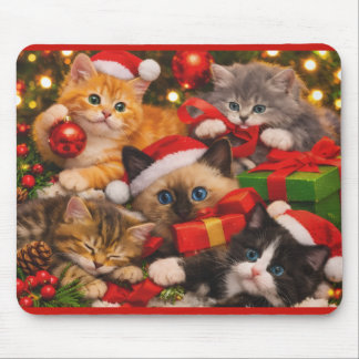 Aardige speelse kerstkatten muismat