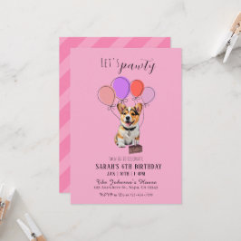 Aardige Speelse Roze Corgi Verjaardag Aanpasbaar Kaart