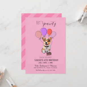 Aardige Speelse Roze Corgi Verjaardag Aanpasbaar Kaart