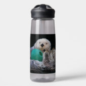 Aardige speelse zeeotters foto waterfles (Voorkant)