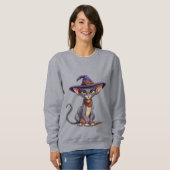 Aardige Sphynx kat in heksenhoed Trui (Voorkant volledig)