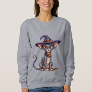 Aardige Sphynx kat in heksenhoed Trui