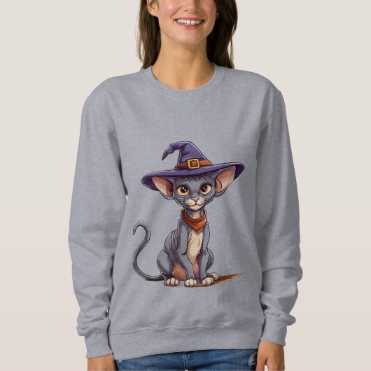 Aardige Sphynx kat in heksenhoed Trui (Voorkant)