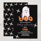 Aardige spook Halloween baby shower retro script Kaart (Voorkant / Achterkant)