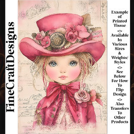 Aardige Steampunk Pop, Roze Outfit AM7 Decoupage Tissuepapier