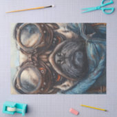 Aardige Steampunk Pugspeeltje Hond met Bril Decoup Tissuepapier (Craft)