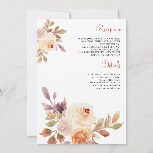 Aardige stoffige perzik Bloemen Alles in één bruil Kaart (Achterkant)