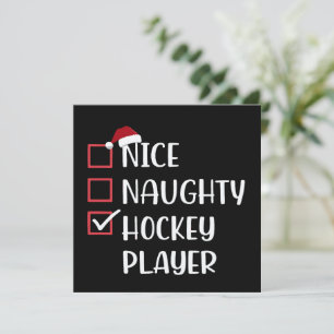 Aardige Stoute Hockey Speler Sportliefhebber Kerst Feestdagenkaart