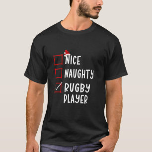 Aardige stoute rugby speler grappige kerst lijst K T-shirt