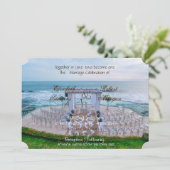 Aardige strand bruiloft bloemen uitnodiging (Staand voorkant)