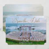 Aardige strandbruiloft, bloemengangpad Save The Da Date (Voorkant / Achterkant)