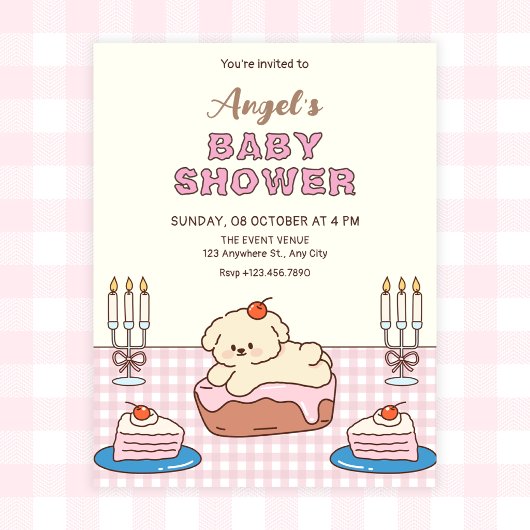 Aardige taart baby shower kaart
