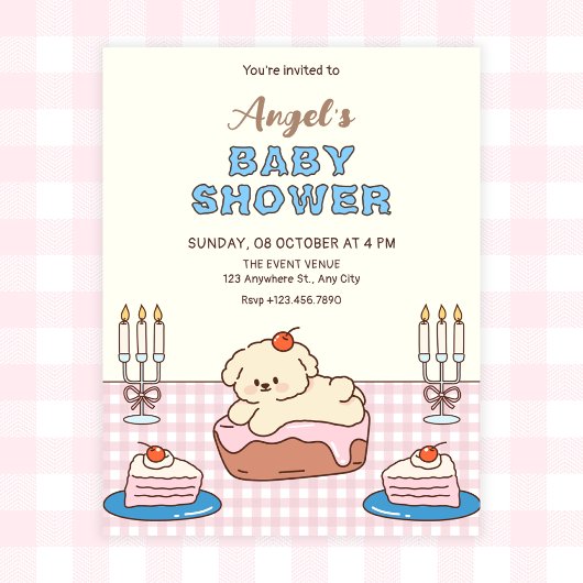 Aardige taart baby shower kaart