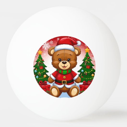 Aardige teddybeer in kerstmannenpak pingpongbal (Voorkant)
