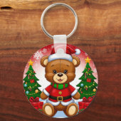 Aardige teddybeer in kerstmannenpak sleutelhanger (Voorkant)