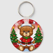 Aardige teddybeer in kerstmannenpak sleutelhanger (Achterkant)