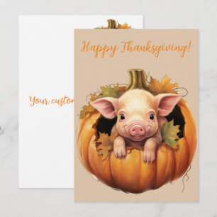 Aardige Thanksgiving Biggetje Watercolor Kaarten