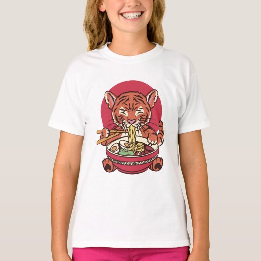 Aardige Tijger Eet Ramen T-shirt (Voorkant)