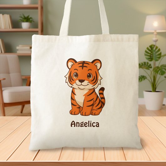 Aardige Tijgerwelp Aangepaste Naam Tote Bag