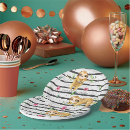 Aardige Tropische Luiaard Baby Shower Papieren Bordje