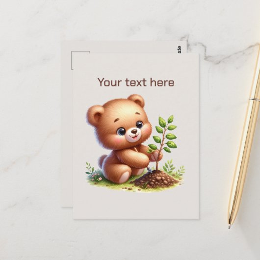 Aardige tuinbeer aanpasbaar briefkaart (Voorkant / Achterkant in situ)