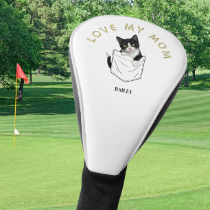 Aardige Tuxedo Kat in Zak Naam Personalized Golfheadcover
