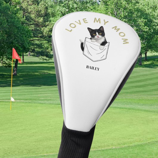 Aardige Tuxedo Kat in Zak Naam Personalized Golfheadcover