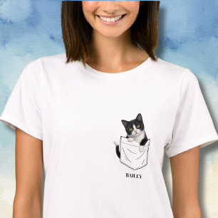 Aardige Tuxedo Kat in Zak Persoonlijke Naam T-shirt