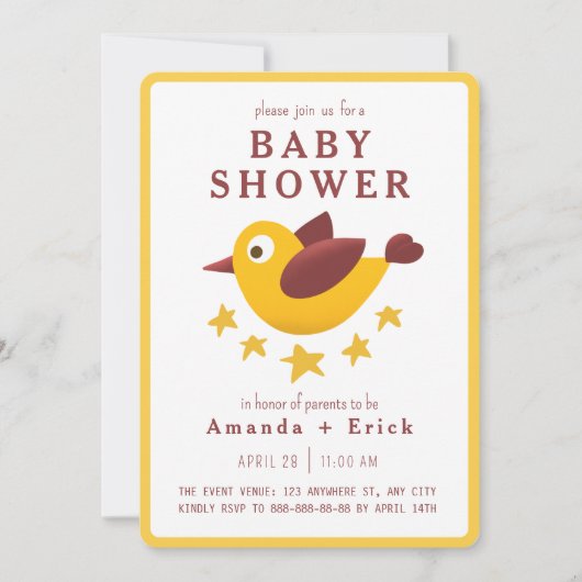 Aardige uitnodiging voor een babyshower (Voorkant)