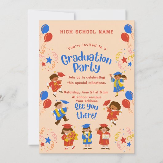 Aardige uitnodiging voor eindexamenfeestje kleuter (Voorkant)