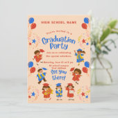 Aardige uitnodiging voor eindexamenfeestje kleuter (Staand voorkant)