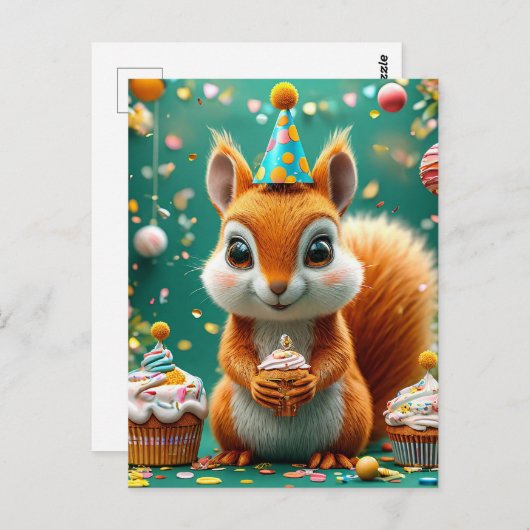 Aardige verjaardag Eekhoorn Briefkaart (Voorkant / Achterkant)