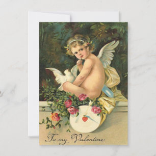 Aardige Vintage Valentijn Cupido Cherubijn Notitiekaartje