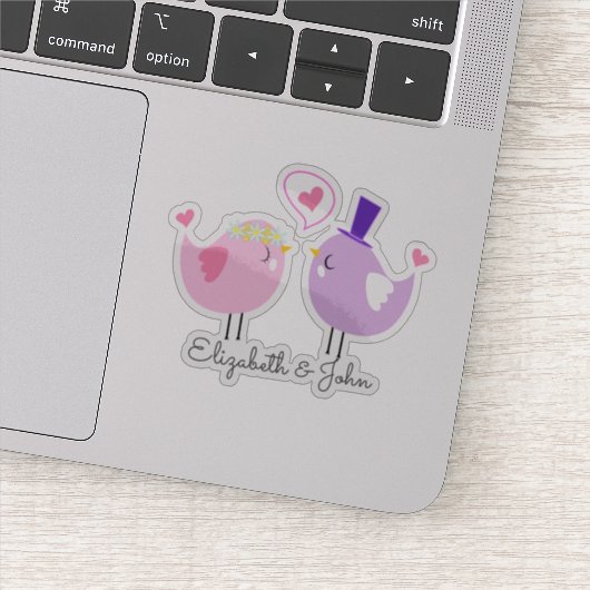 Aardige Vogels Verliefd - Gepersonaliseerd Sticker (Detail)