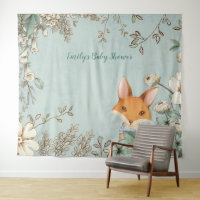 Aardige Vos Vintage Baby Shower Achtergrond landsc