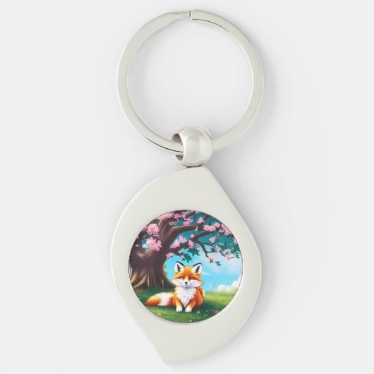 Aardige Vos Zit Onder Boom-68563 Sleutelhanger (Voorkant)