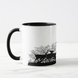 Aardige vrouw gevolgd door een kind silhouet mok