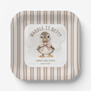 Aardige Waddelende Eend Baby Shower Papieren Bordje