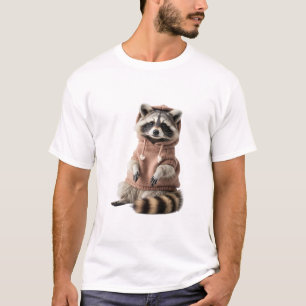 Aardige Wasbeer in Roze Hoodie Portret T-shirt