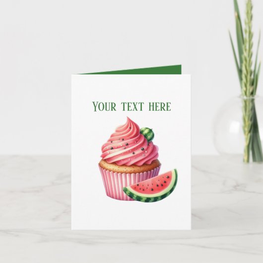 Aardige watermeloencupcake aanpasbaar kaart (Voorkant)