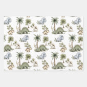 Aardige waterverf babyschattige dinosauriërs inpakpapier vel (Voorkant 3)