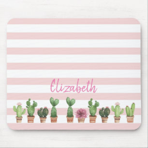 Aardige Waterverf Cactus, Roze Strepen Muismat