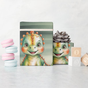 Aardige Waterverf Dinosaurus Baby Shower Cadeaupapier