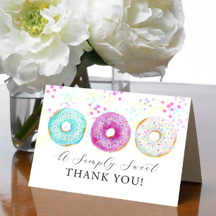 Aardige waterverf Donut Thema Bedankkaart