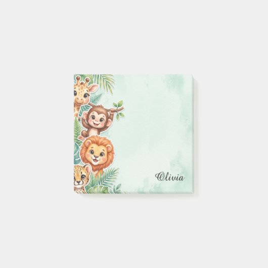 Aardige Waterverf Jungle Vrienden Op maat gemaakte Post-it® Notes (Voorkant)