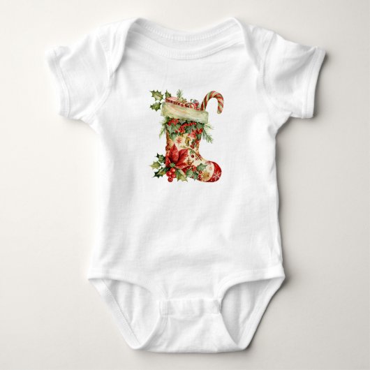 Aardige waterverf kerst sok ontwerp romper (Voorkant)