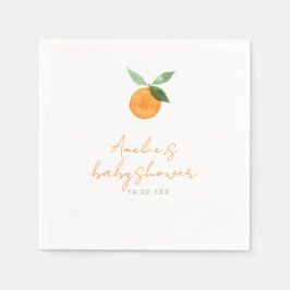 Aardige waterverf oranje babyshower servet